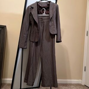 Gray brown Blazer flare pants pant-suit set EU 36/ US 6